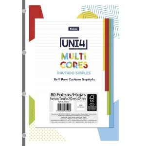 Bloco Para Fichario Universit. Foroflex  Cores 80fls.