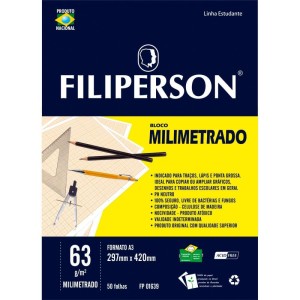 Bloco Tecnico Sem Margem Milimetrado A-3 63g.50f.branco-000434-50892