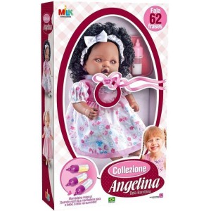 Boneca Com Mecanismo Angelina Negra 62 Frases 48cm-079557-86860