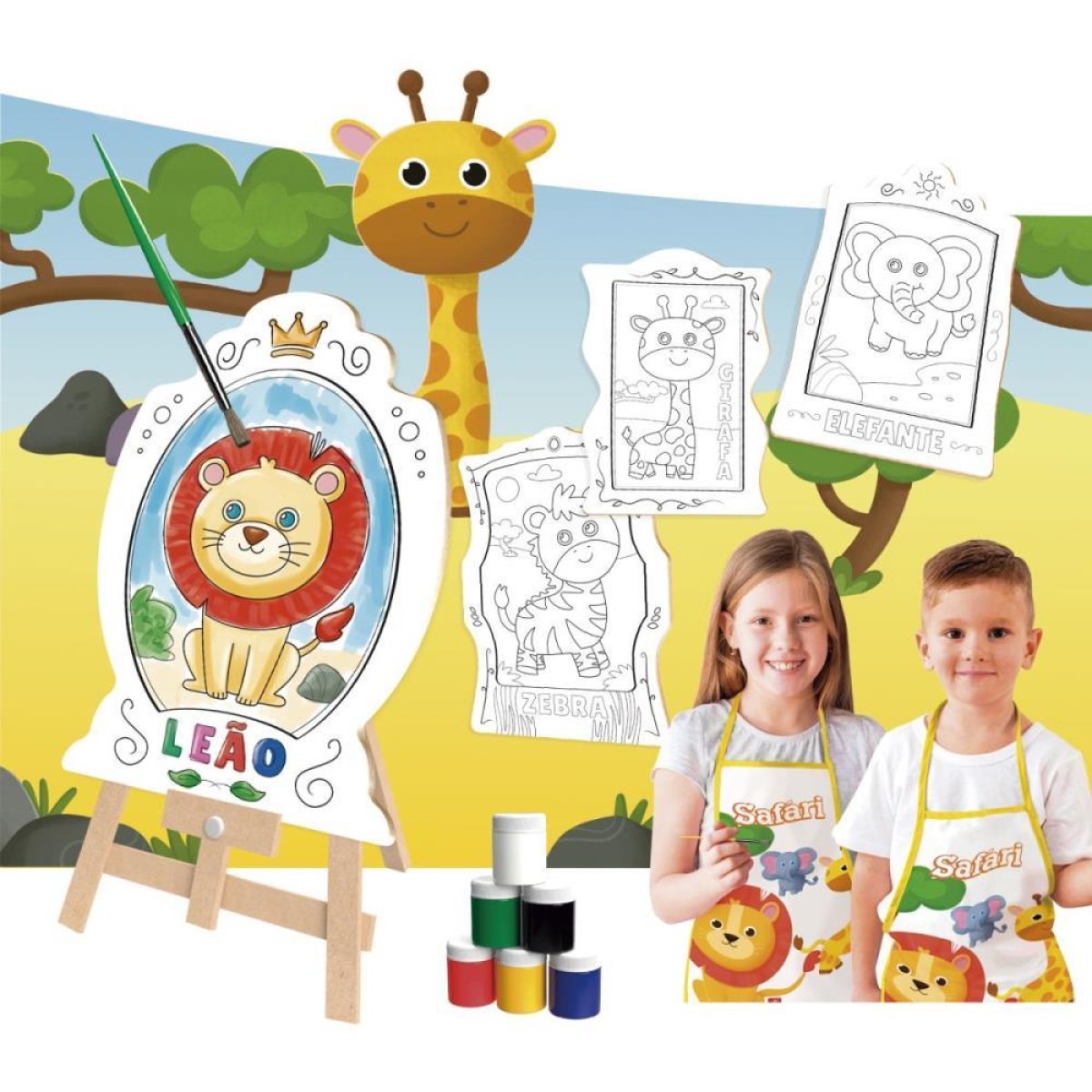 Brinquedo Para Colorir Safari Super Kit C/04 Telas-107348-48253