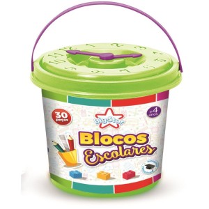 Brinquedo Para Montar Balde Blocos Escolares 30 Pcs-033823-88530