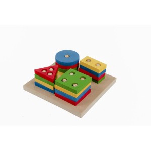 Brinquedo Pedagogico Madeira Prancha Selecao Peq.16pcs Geom-070908-11163