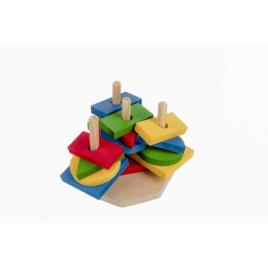 Brinquedo Pedagogico Madeira Torre De Forma Geometrica 16pc-072460-29786