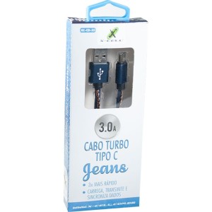 Cabo Usb Flat Tape C 3.0a 1,0m Jeans-034288-56954