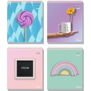 Caderno 01x1 Capa Dura Flip Pastel Fem Vertical 80f-081666-15310