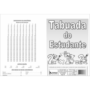 Caderno De Tabuada Tabuada Do Estudante 10 Folhas-016475-36238