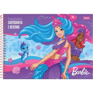 Caderno Desenho Univ Capa Dura Barbie Mermaid Power 80fls.-098310-17446