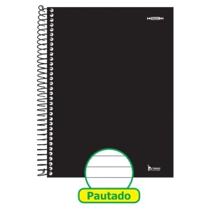 Caderno Espiral 1/4 Capa Dura Neutro Preto 200 Folhas-042787-23072