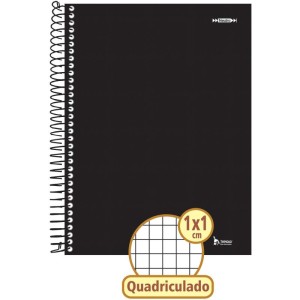 Caderno Quadriculado Univers. 1x1cm 96f Espiral Preto Cd-062514-12542