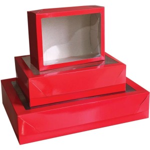 Caixa Para Presente Com Tampa Gd 25,5x35x7,5cm Vm/pt C/vis-076180-74603