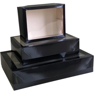 Caixa Para Presente Com Tampa Gd 25,5x35x7,5cm Vm/pt C/vis-076180-90851