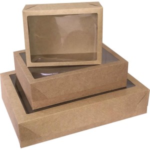 Caixa Para Presente Com Tampa Kraft Md 26x19x7,5 C/visor-079358-12431