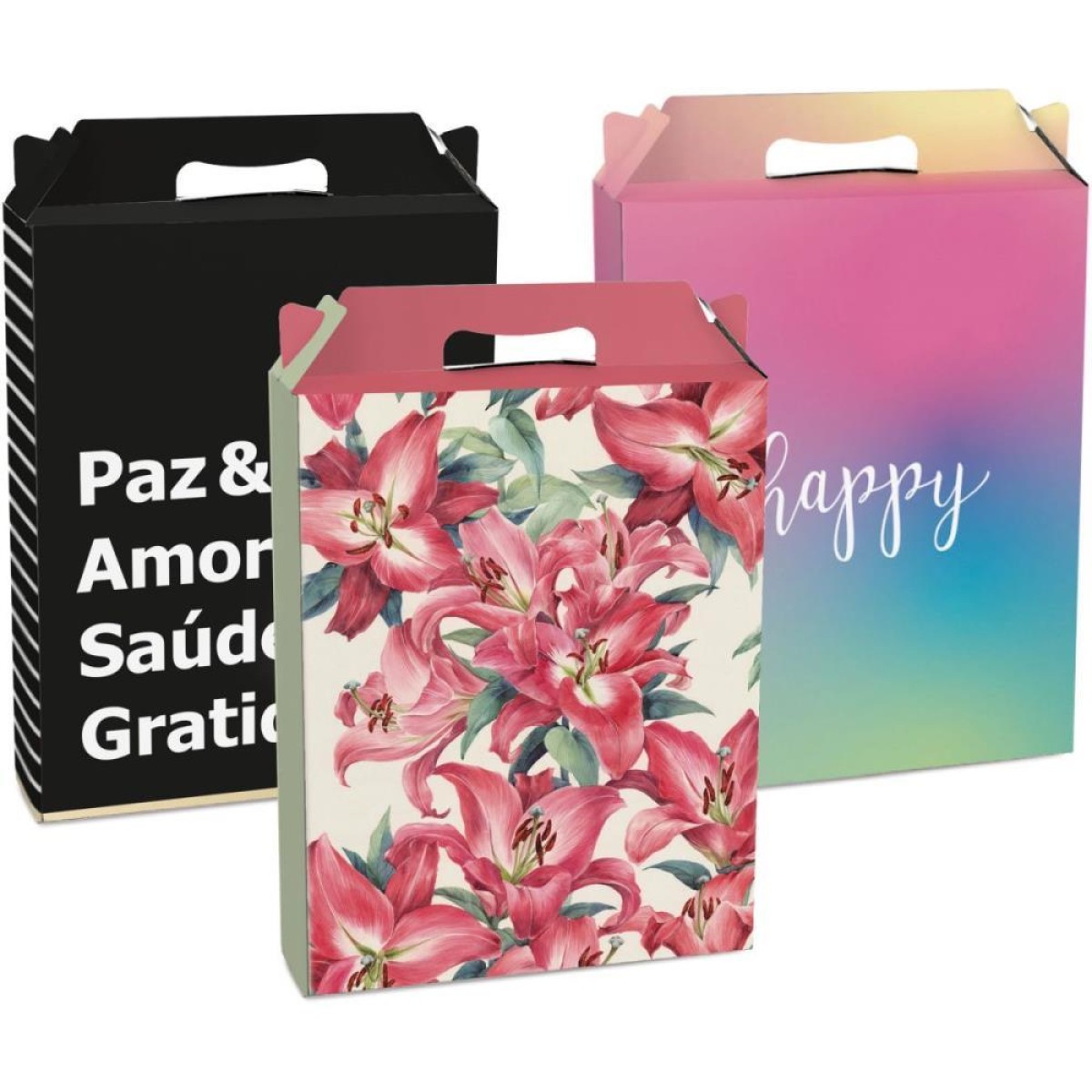 Caixa Para Presente Decorada Retangular M 18x7,5x21 Sortida-060315-91081