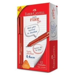 Caneta Com Ponta Porosa Fine Pen 0,4mm Ultra Fina Verm-011917-52987