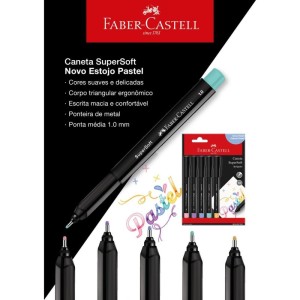 Caneta Com Ponta Porosa Supersoft Pen 1.0mm 5cores Pas