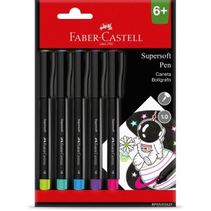 Caneta Com Ponta Porosa Supersoft Pen 1.0mm C/5 Cores-089117-11412
