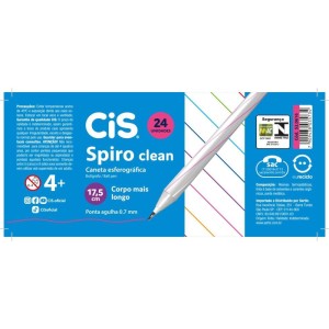 Caneta Esferografica Cis Spiro Clean 0,7mm Cores-096335-87052