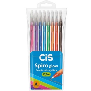 Caneta Esferografica Cis Spiro Glow 0,7mm 8cores-099881-69164