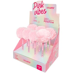 Caneta Esferografica Pink Vibes Pompom 1.0 Preta
