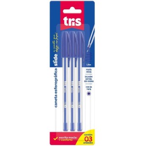 Caneta Esferografica Tris Slide 1.0mm Azul-091699-96694