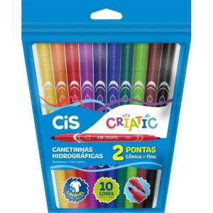 Caneta Hidrografica Cis Criatic 2 Pontas 10 Cores-101920-11748