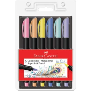 Caneta Hidrografica Supersoft 6 Cores Pastel-084081-24185