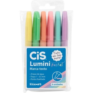 Caneta Marca Texto Cis Lumini Tons Pastel 6 Cores