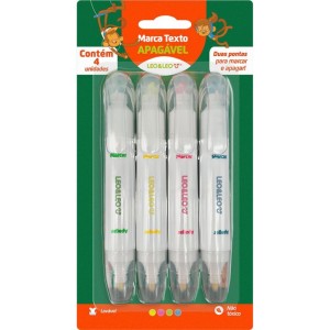 Caneta Marca Texto Leo E Leo Apagavel 4cores