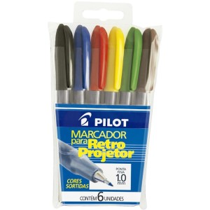 Caneta Retroprojetor 1.0mm Marcador 6 Cores