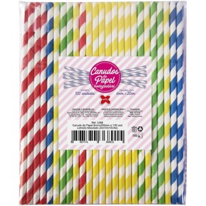 Canudo Biodegradavel Papel Listrado Mesc. Am/vm/vd/az.-085926-88763
