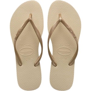 Chinelo Havaianas Feminino Slim 35/6 Areia/dourado-046901-88249