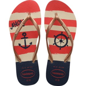 Chinelo Havaianas Feminino Slim Nautical 35/6 Rose Gold-108035-55651