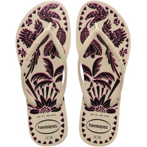 Chinelo Havaianas Feminino Slim Tucano 37/8 Bege Palha-108053-43962