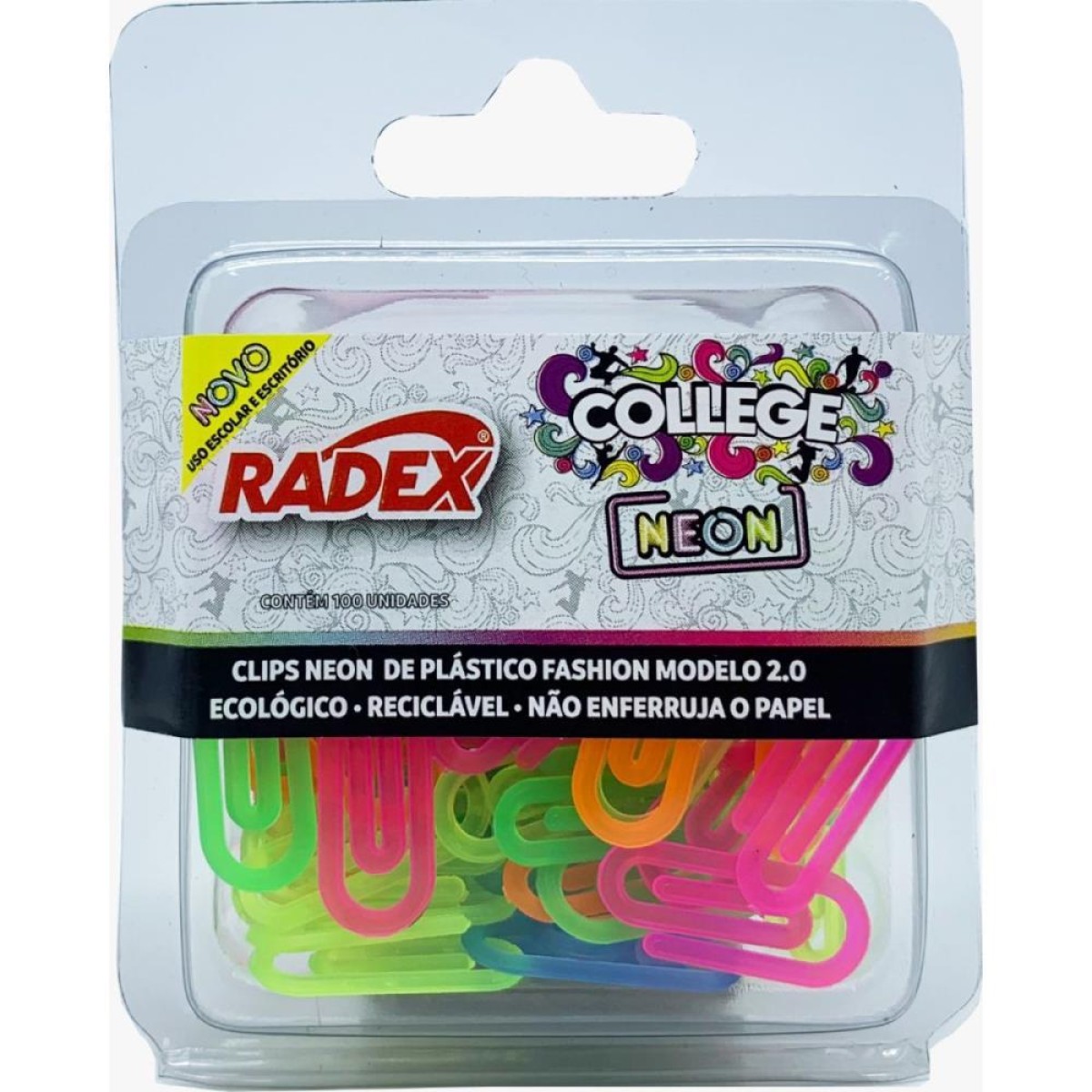 Clipe Colorido Plastico Neon N.2 C/100un.-102739-26069