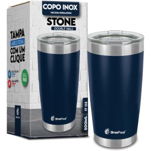 Copo Termico Stone Azul Esc. 500ml C/tampa-024241-36520