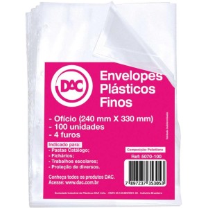 Envelope Plastico Oficio 4furos Fino 0,06mm-070808-45259