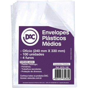 Envelope Plastico Oficio 4furos Medio 0,10mm-070809-28053