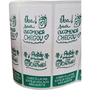 Etiqueta Adesiva Lacre Oba Sua Encomenda100x35