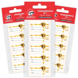 Etiqueta Para Presente De/para Retang. Branca C/laco-053319-24855