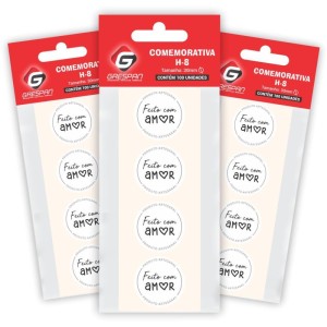 Etiqueta Para Presente Feito C/amor Branco Redondo