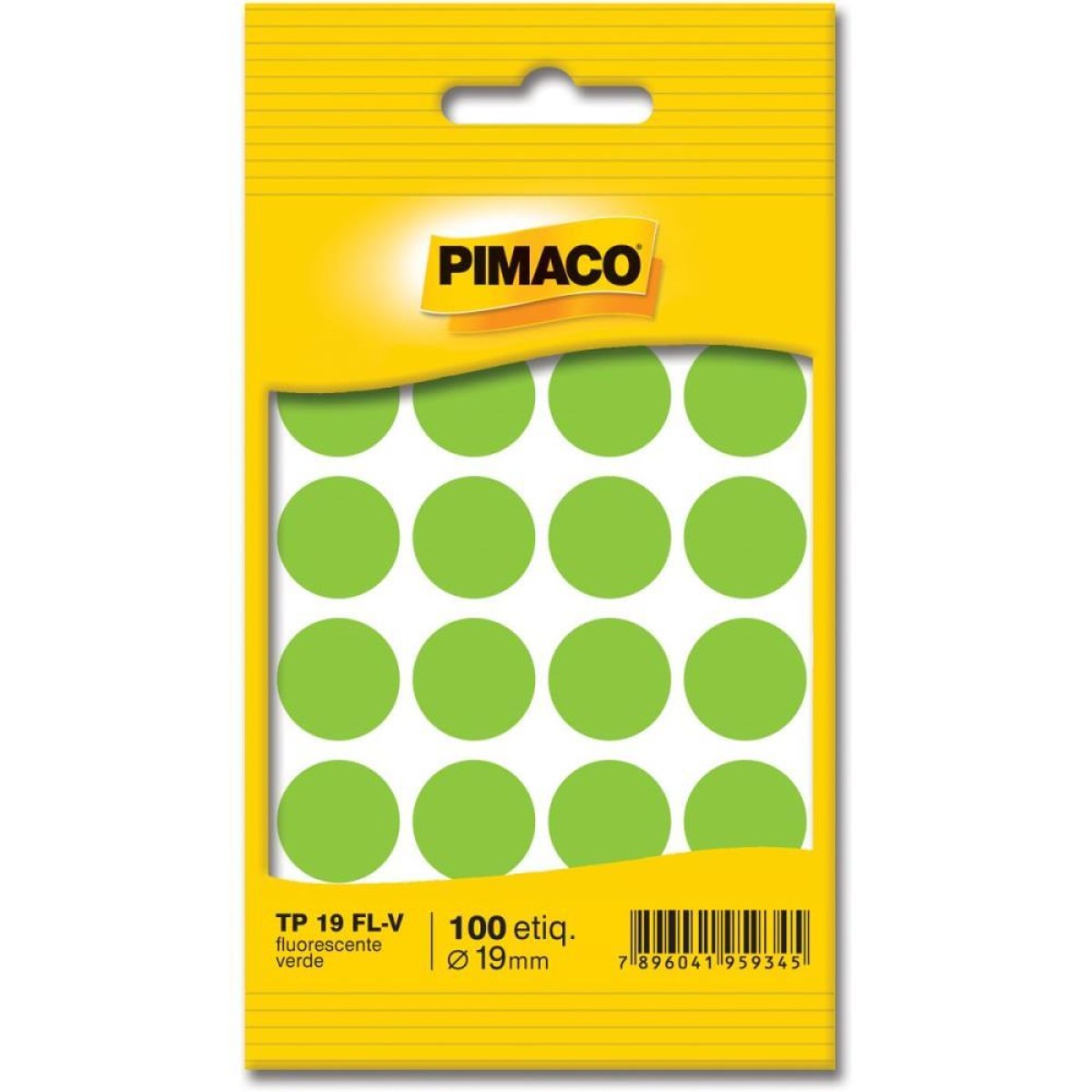 Etiqueta Redonda Tp-19 Verde Fluor Redonda 19mm-036676-45605