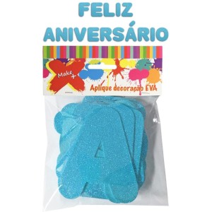 Faixa Decorativa Feliz Aniv. Gliter Az.neon12cm-085932-15119