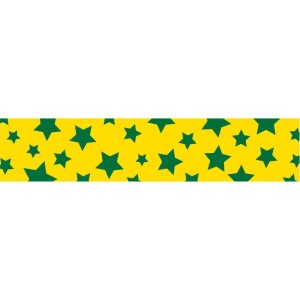 Fita De Cetim Decorada 22mm 10m. Estrelas Verde/amar.-101064-28610