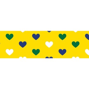 Fita De Cetim Decorada 38mm 10m. Coracoes Vd/am/az