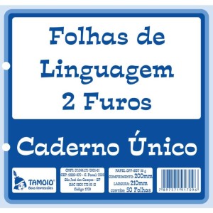 Folha 2 Furos Linguagem P/caderno Unico 50fl-043715-55456