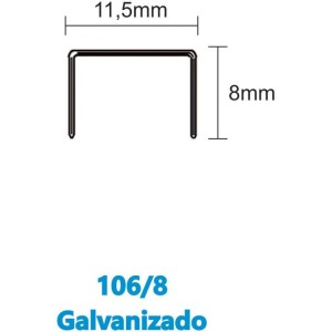 Grampo Para Grampeador 106/8 Galvanizado 2500 Grampos-105682-28833