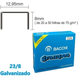 Grampo Para Grampeador 23/8 Galvanizado 1000 Grampos-003375-82901