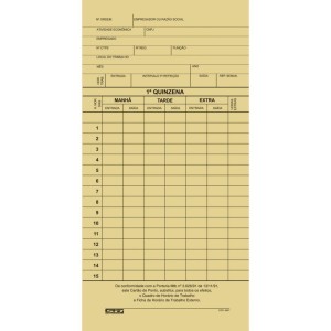 Impresso Cartao De Ponto Mensal Palha 86x180mm-109511-36313