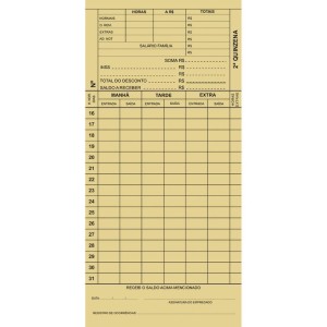 Impresso Cartao De Ponto Mensal Palha 86x180mm-109511-87565