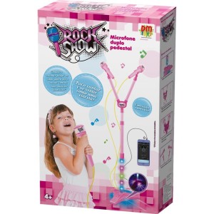 Instrumento Musical Microfone Duplo Pedestal Rosa-091387-66484